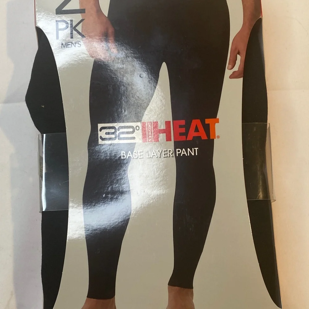 32 Degrees Men's Black Base Layer‎ Pants 2-Pack